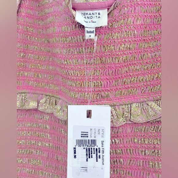 HEMANT AND NANDITA sz S Short Dress Floral Summer Puff Sleeve Mini Revolve Boho - Picture 4 of 5